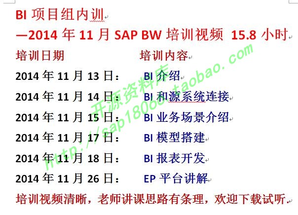 2014bw项目组培训