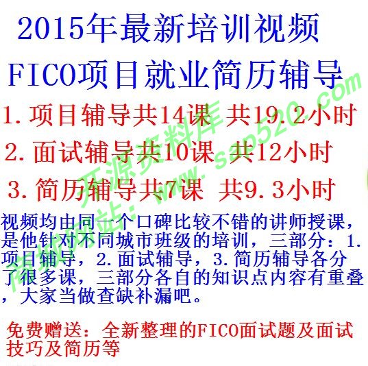 FICO项目简历面试辅导视频